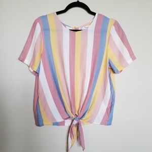 Madewell tie front blouse in sherbert